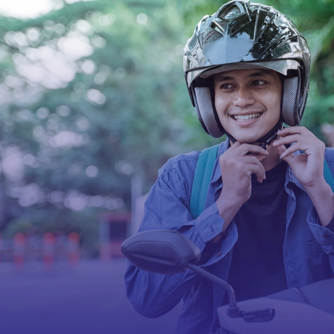 A man wearing a helmet